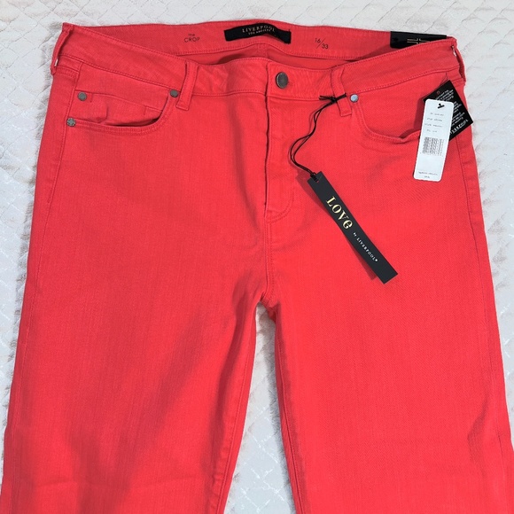 Liverpool Jeans size 16 33 Crop Straight Coral Red High Rise Colored NWT Love - Picture 2 of 7